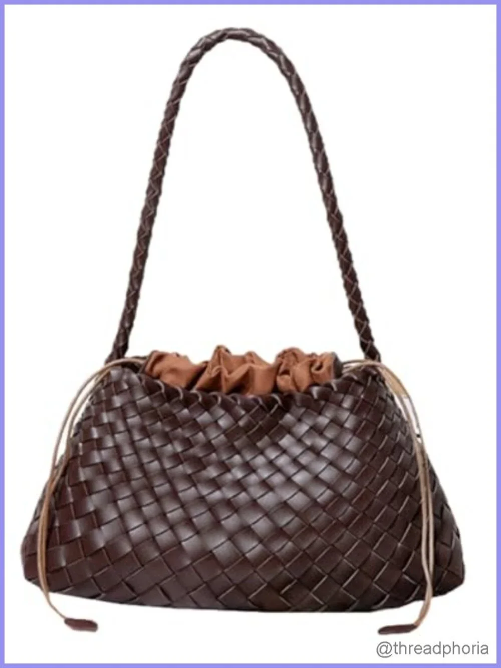 Hobo Bag Woven Suede Bucket Purse PU Leather Shoulder Tote Handbag